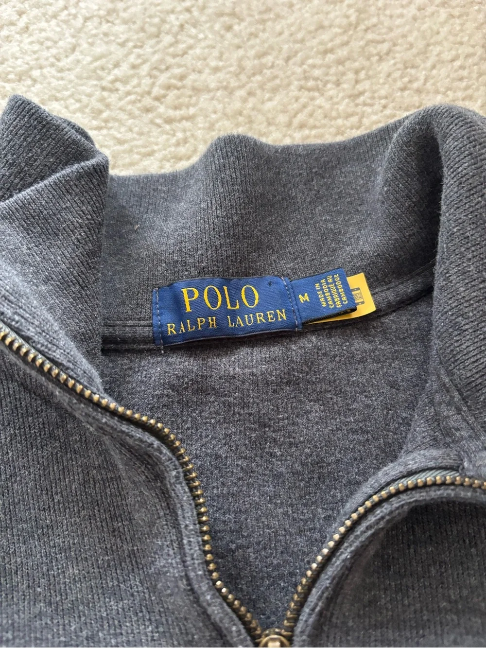 Polo by Ralph Lauren Charcoal Gray Quarter-Zip Sweater